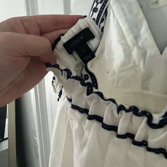 J. Crew Embroidered White Crossback Maxi Dress size L - Picture 5 of 6